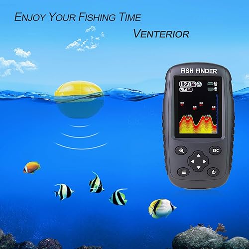 Miniatura 6 de Buscador de peces recargable portátil Sensor de sonar inalámbrico Fishfinder Localizador de profundidad con tamaño de pescado, temperatura del agua,