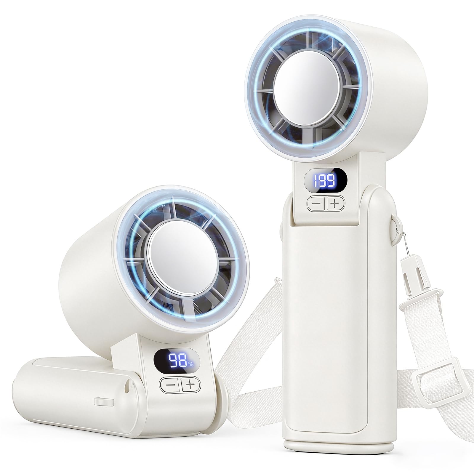 Portable Handheld Turbo Fan, 1-199 Speed Adjustable, White