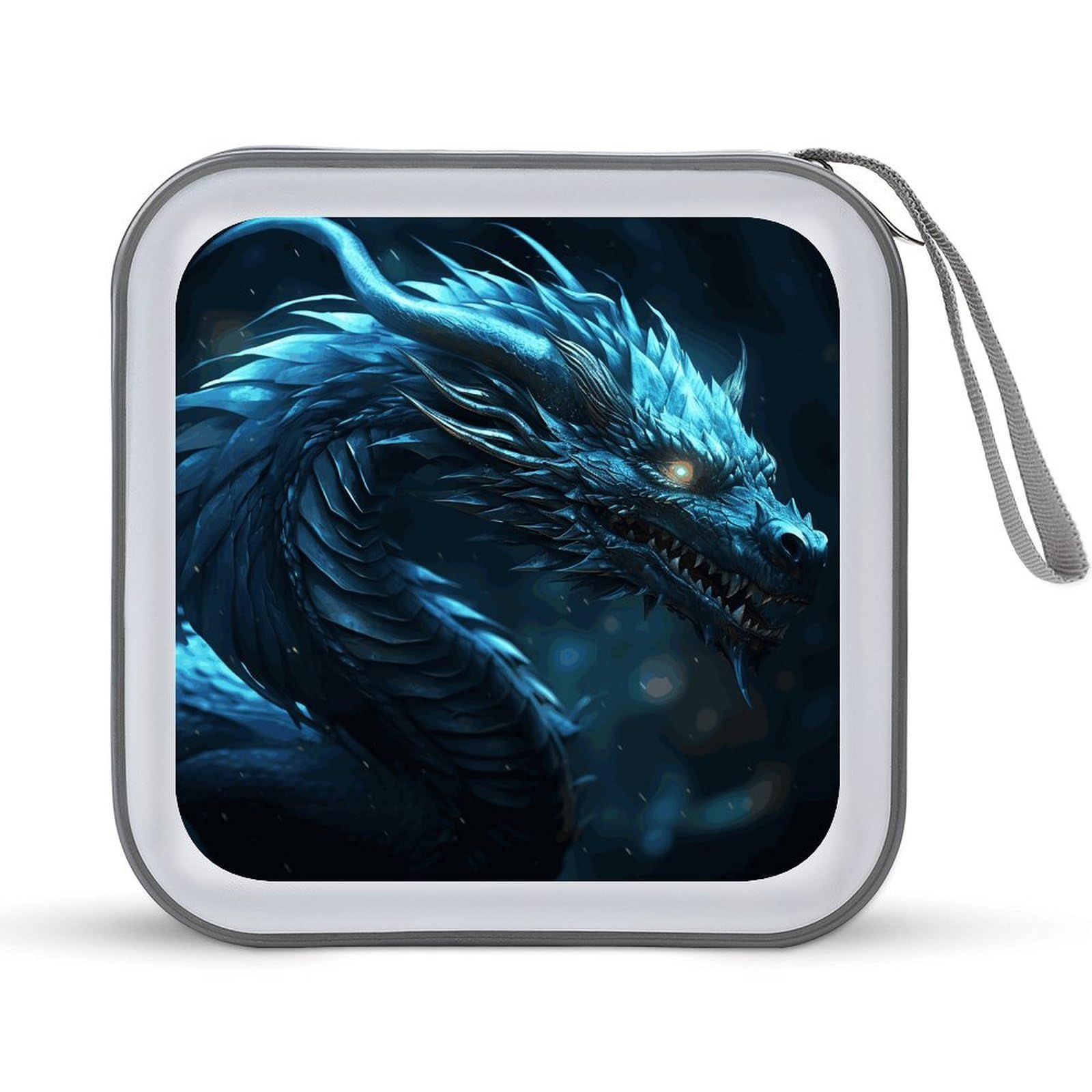 JTREHY Cyan Dragon CD Case 40 Capacity CD/DVD Case Holder Disc Storage Organizer Wallet Bag Portable Zipper CD Case Holder for Car Home Office Travel