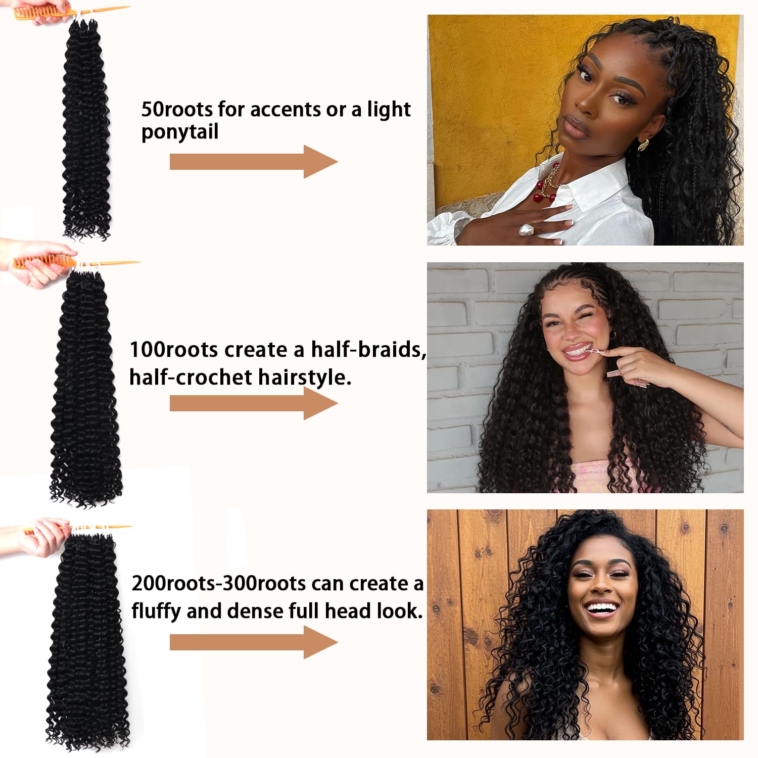 Curly Feather Miracle Knots Crochet Human Hair Feeling 18 Inch 100 Strands Invisible Knotless Pre-Separated Deep Wave Crochet Hair Extensions (1B, 18 Inch-100 Roots)