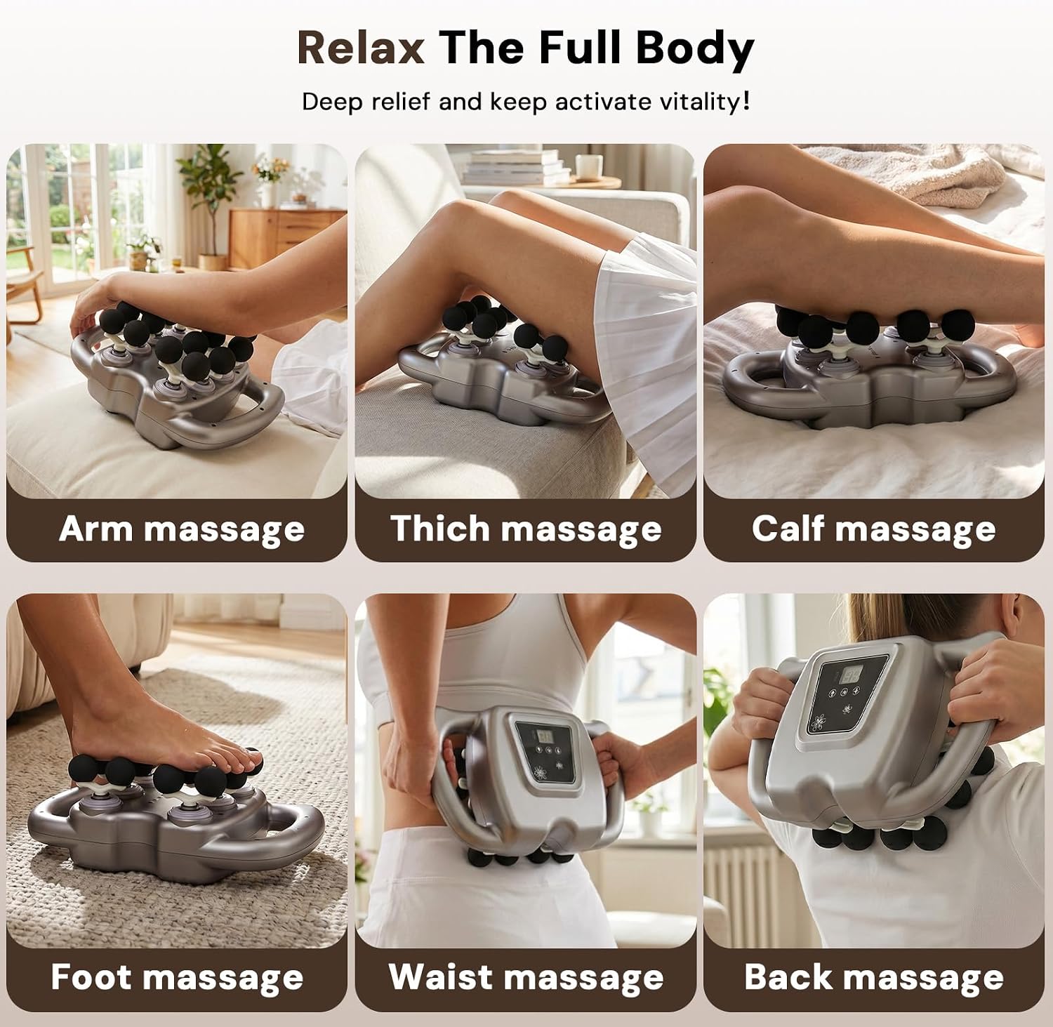 16 Head Massage Gun Deep Tissue, Back Massager for Pain Relief Deep Tissue, 9 Modes & 99 Intensities, Percussion Massage Gun (Bronze Black‌)