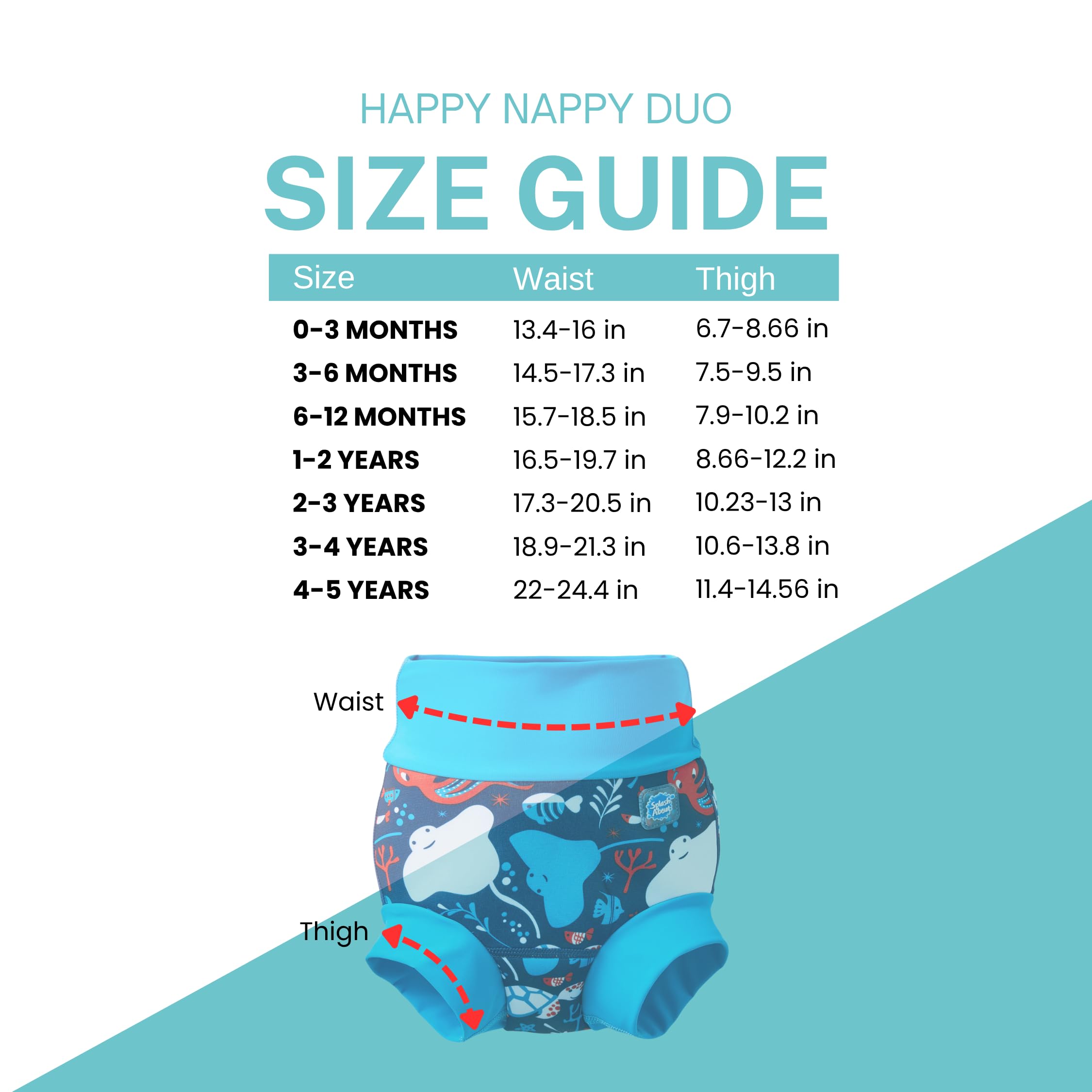 Splash About Happy Nappy Duo Reuseable Swim Nappy for Babies and Toddlers (Under The Sea, 0-3 Months) - Image 4