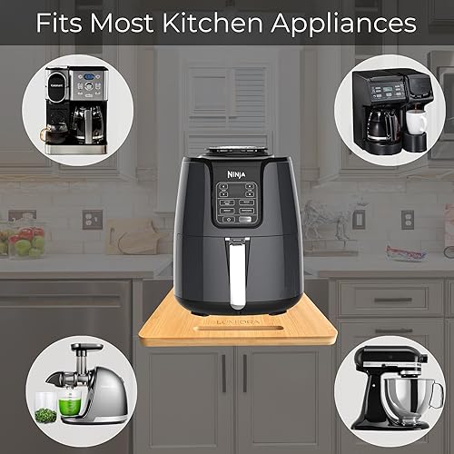 Miniatura 3 de Deslizador de electrodomésticos de bambú, bandeja deslizante para cafetera, bandeja rodante para encimera de cocina, bandeja deslizante para