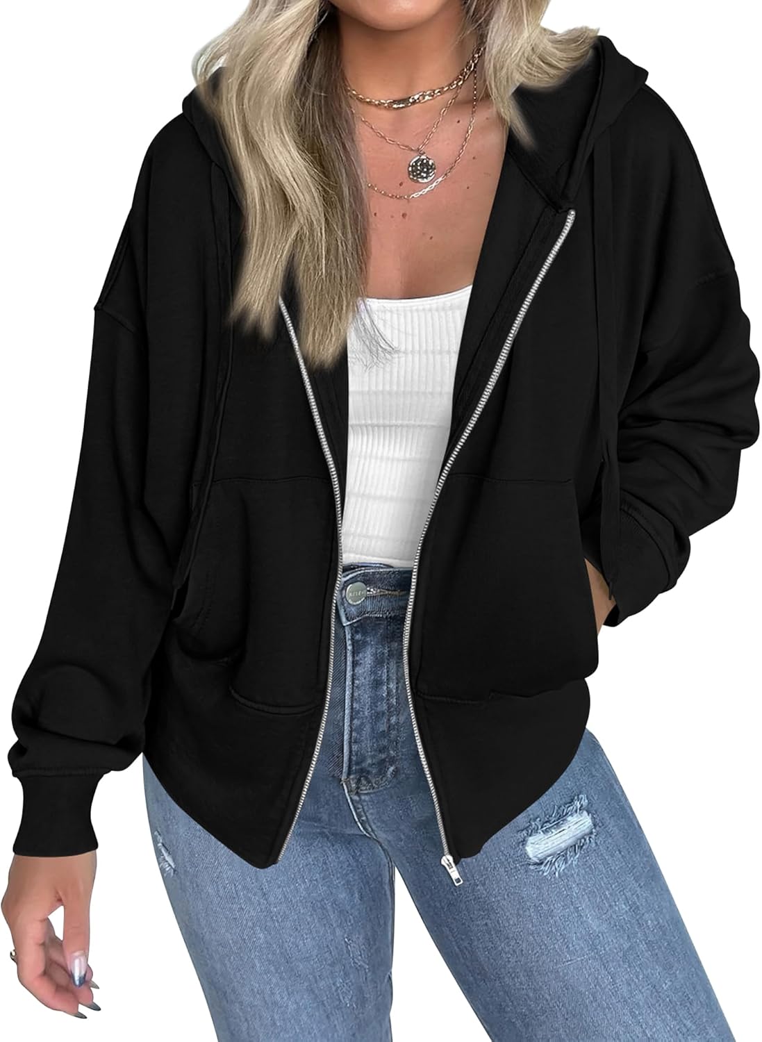 BTFBM Hoodies for Women Zip Up jacket Drawstring Fall Fashion 2025 Trendy Long Sleeve Sweatshirt Winter Clothing Outfits