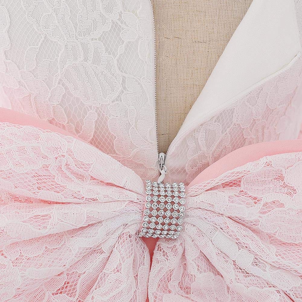 Lito Angels Vestidos Elegante Bebe Niña en Flor de Encaje Bordado y Tul, con Diadema de Lazo, para Boda Fiesta Ceremonia, Talla 3-24 Meses 426