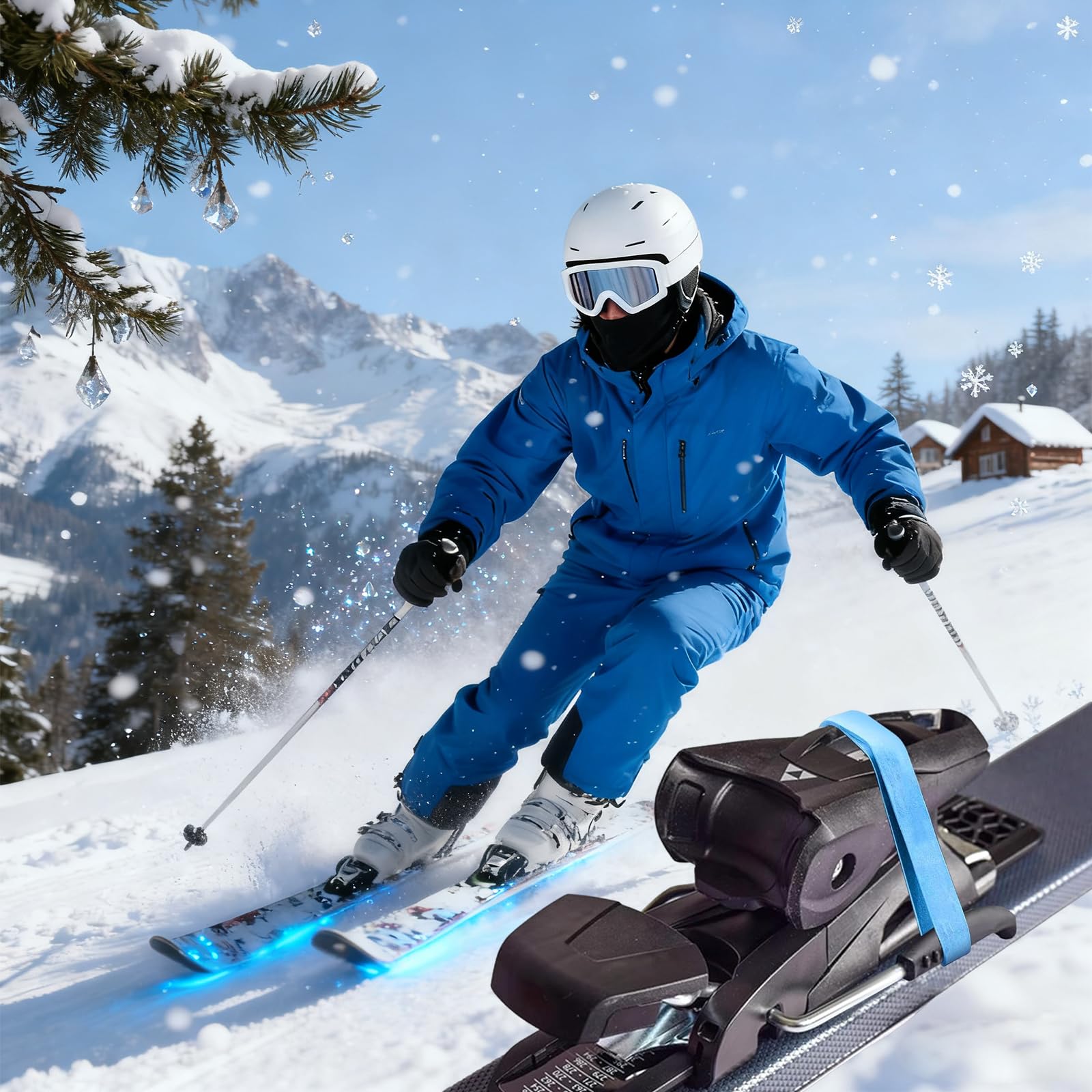 30 Piezas De Goma para Fijaciones De Esquí, Bandas Elásticas De Freno De Esquí, Correa De Fijación De Goma Elástica, Azul Tiras De Freno para Snowboard, para Snowboard Aire Libre,Accesorios Deportes