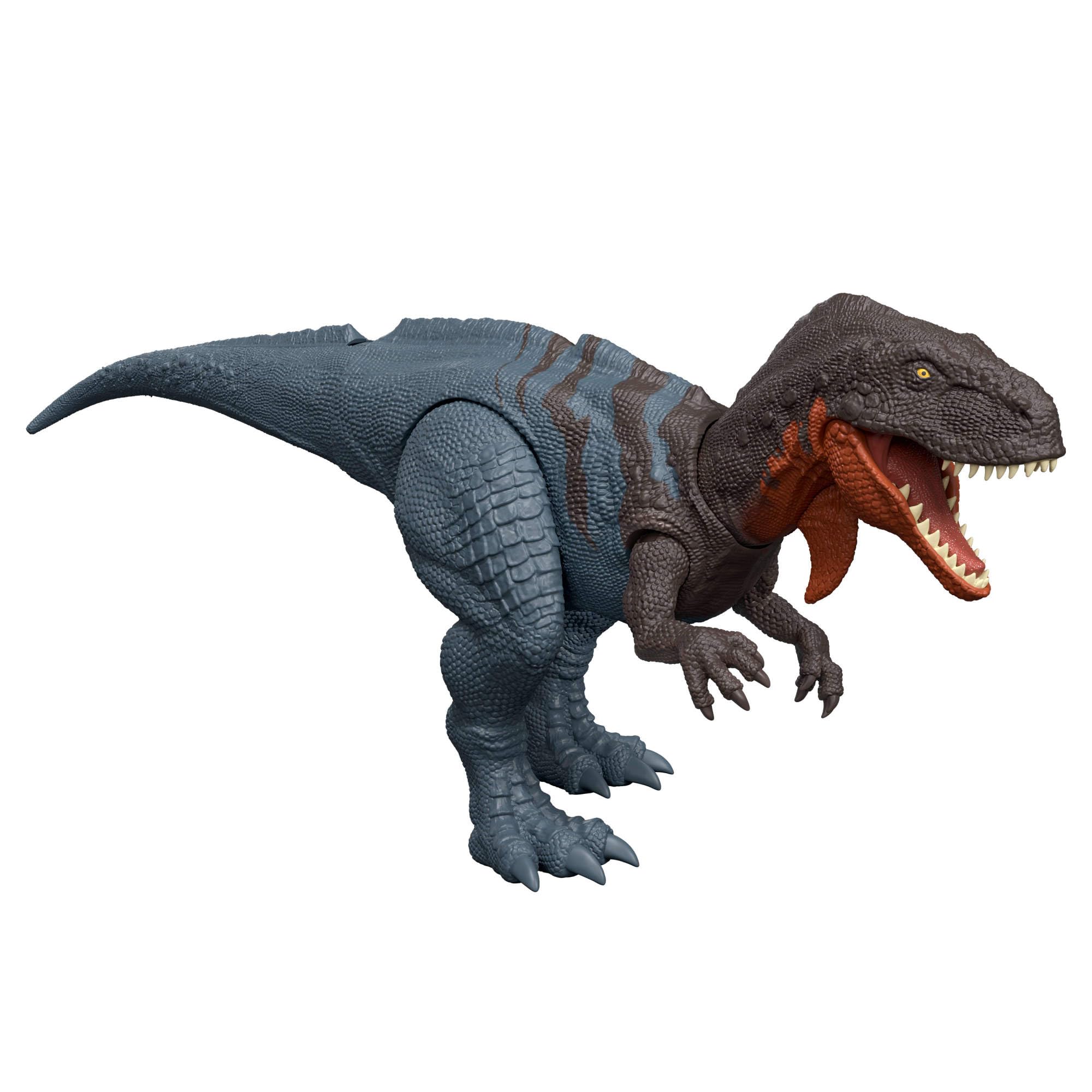 ​Mattel Jurassic World Rebirth Wild Roar Dinosaur Toy, Abelisaurus Posable Figure, Tail-Controlled Chomp Multi-Direction Attack & Sound, Digital Play, JGB91