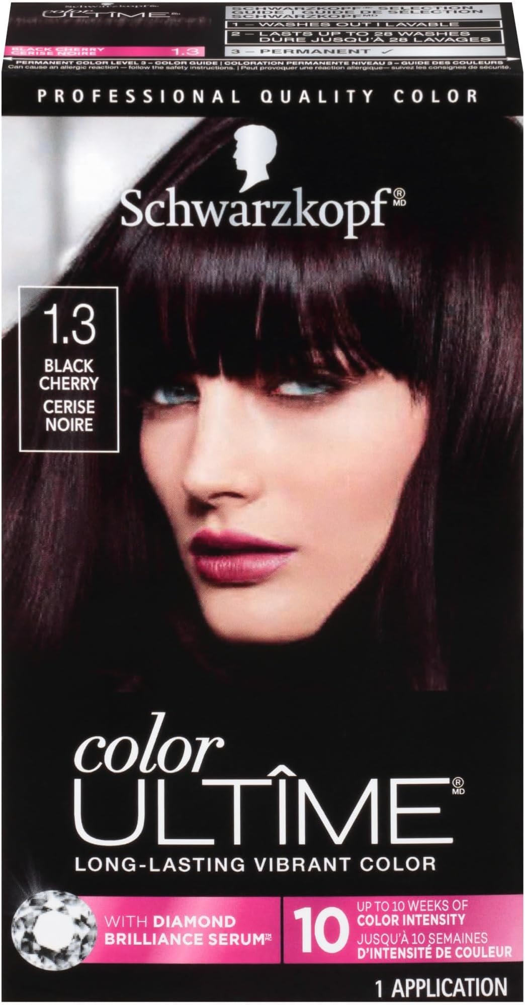 Color Ultime Hair Color, 1.3 Black Cherry, 1 Application - Permanent Black Hair Dye for Vivid Color Intensity and Fade-Resistant Shine up to 10 Weeks