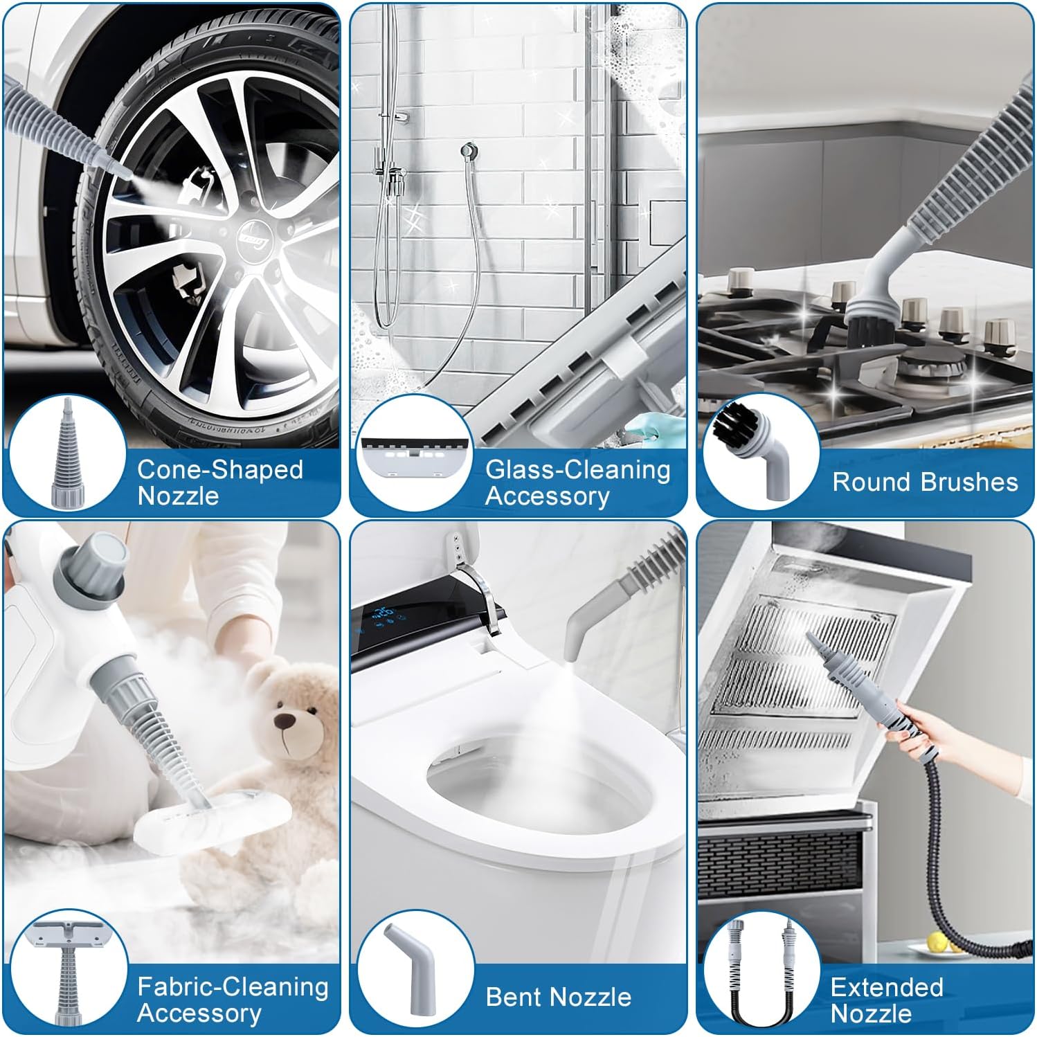 Pressurized Handheld Steam Cleaner 400ML, 9-in-1 Multipurpose Portable Steamer with Safety Lock, Chemical-Free Deep Cleaning for Grout, Floors, Windows, Car, Bathroom, Kitchen, Home - Image 7