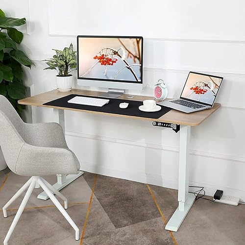 Miniatura 2 de Electric Standing Adjustable Height Desk 48'' x 24''Sit Stand Desk with Charging Station, 2 USB Ports, 3 Power Outlets, 27''-46'' Lifting Range