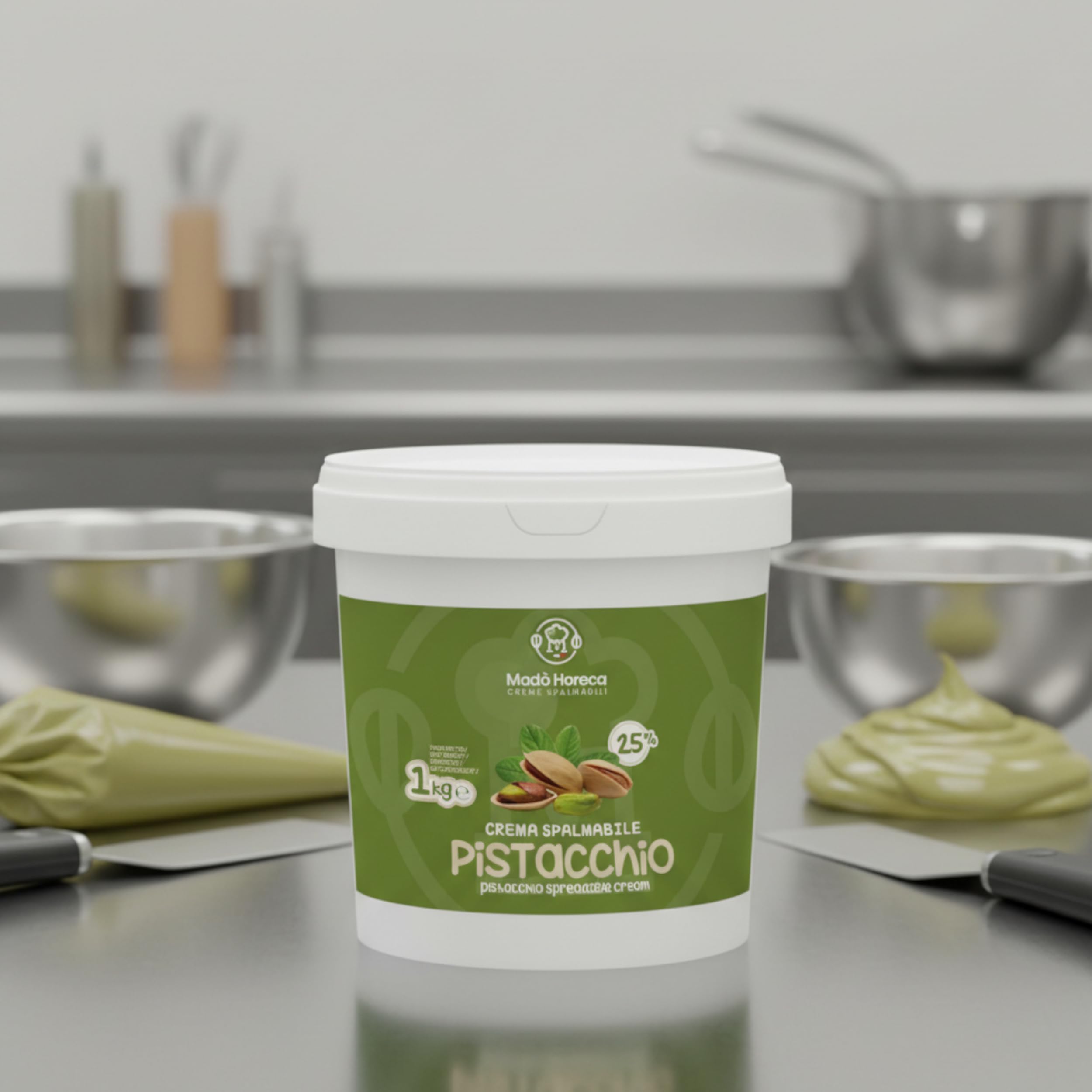 MADÒ Crema Spalmabile al Pistacchio Artigianale MADE IN ITALY - Creme Spalmabili per Panini, Dolci, Colazioni, Prodotti da Pasticceria (1kg)
