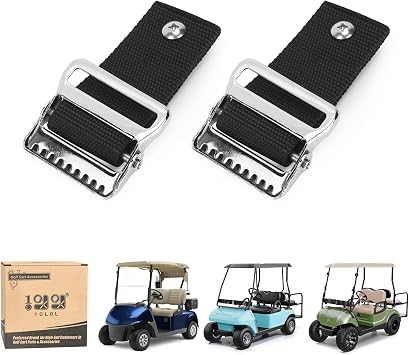 10L0L 2 Seat Golf Cart Rear Seat Bag Attachment Holder Bracket for Yamaha, EZGO, Club Car Golf Cart Models, Universal Bag Rack Strap Buckle 2 PCS