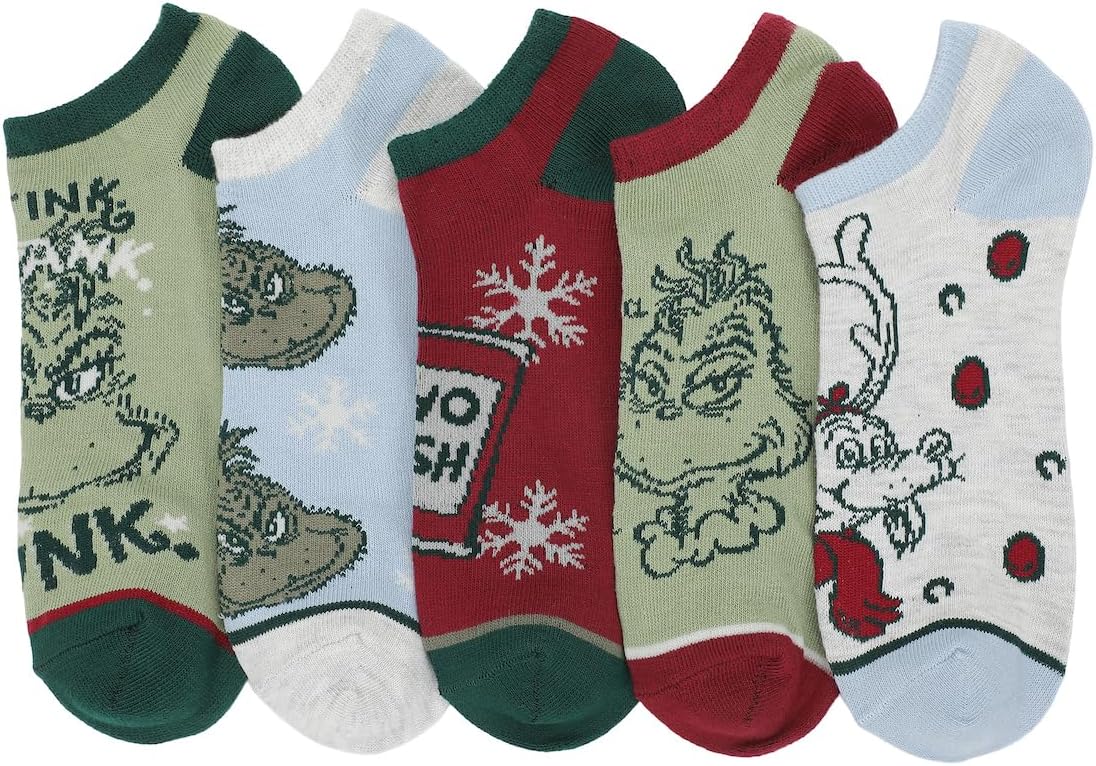 Bioworld Grinch Tonal Colors Adult Ankle Socks (Pack of 5)