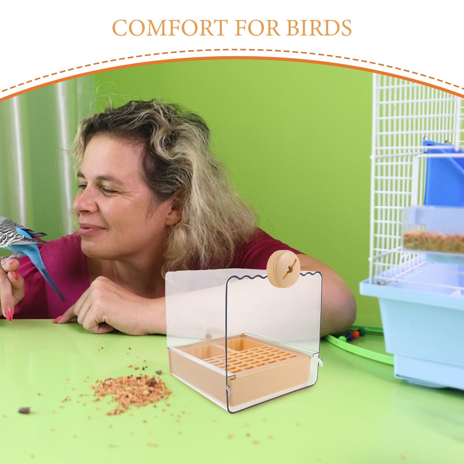 Toddmomy Comedero para pájaros con Cuenco, comedero para pájaros y bañera para periquitos, periquitos, Loros pequeños, cacatúas, Color Amarillo.