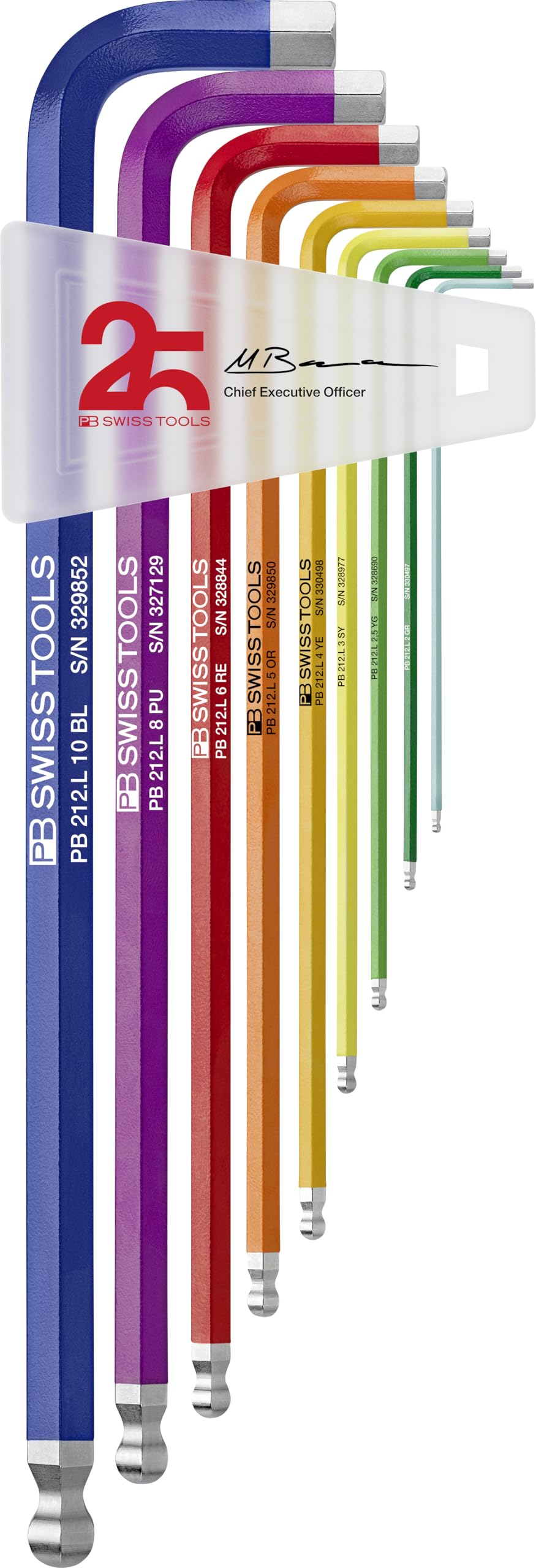 PB SWISS TOOLS Innensechskantschlüssel Set 1,5-10 mm, 212.LH-10RB25YCN