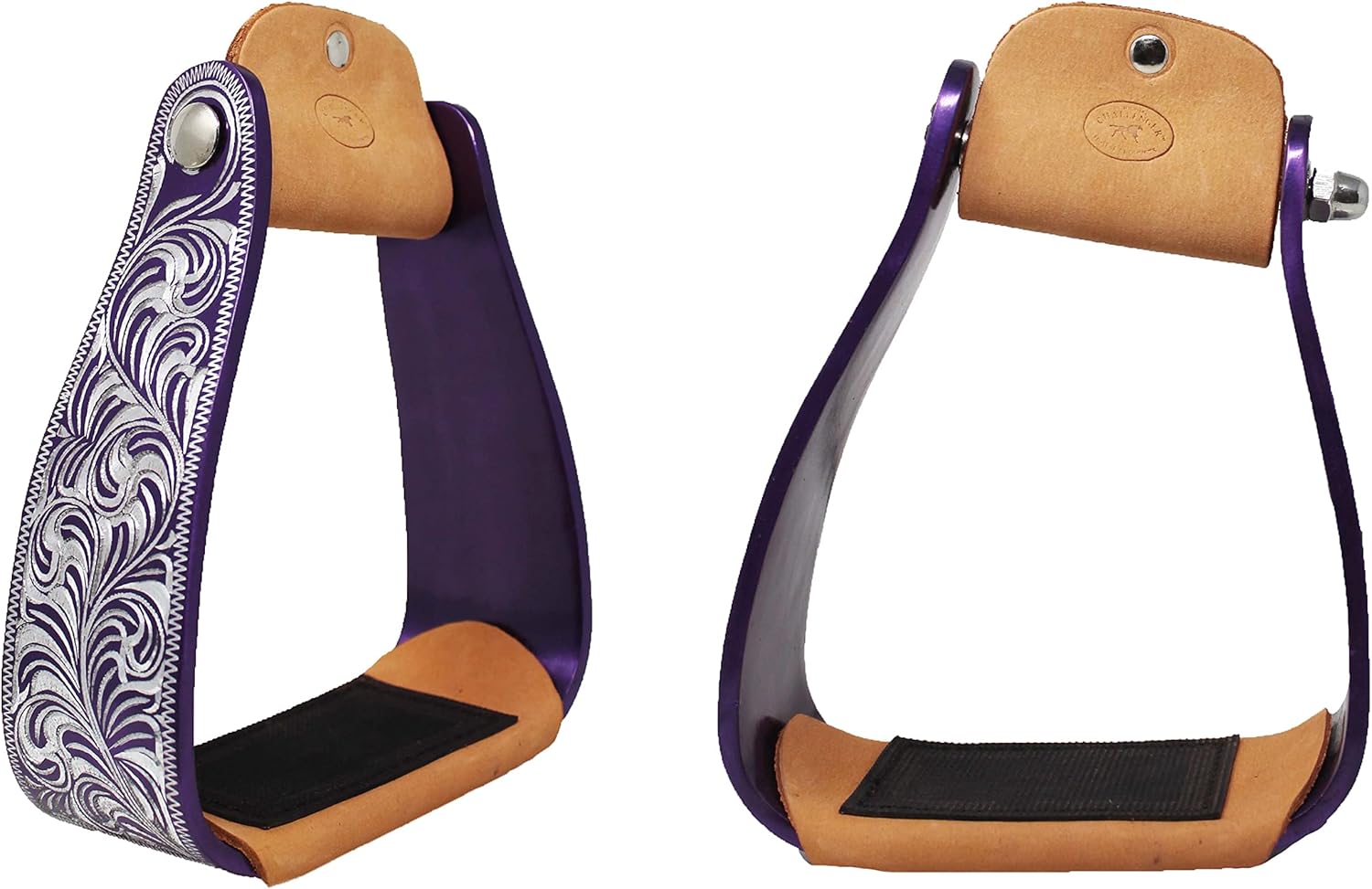 Horse Western 5 Slanted Offset Angled Engraved Aluminum Show Stirrups 51227