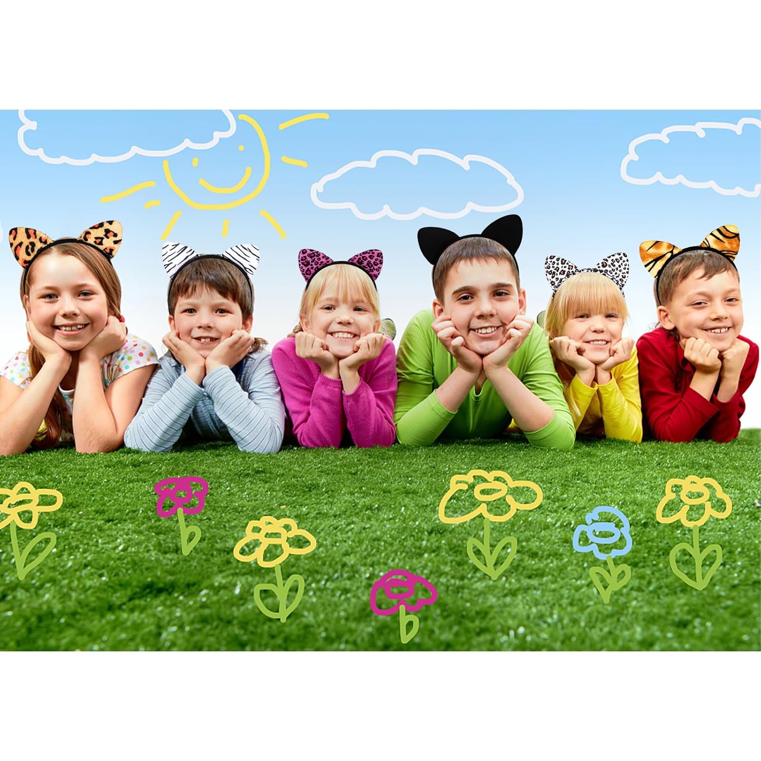 YARIEW 12 Pcs Cat Ears Headbands Animal Ears and Horns Headband Plush Horns Cosplay Costume Halloween Christmas Festival Theme - Image 5