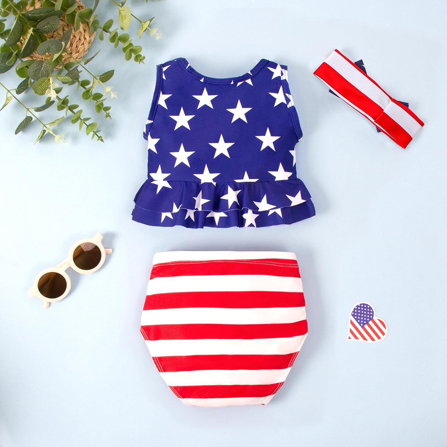 LYSMuch Newborn-3T Baby Girls Bathing Suit Toddler Bikini Swimsuit with Headband 3-Pieces Beach Wear