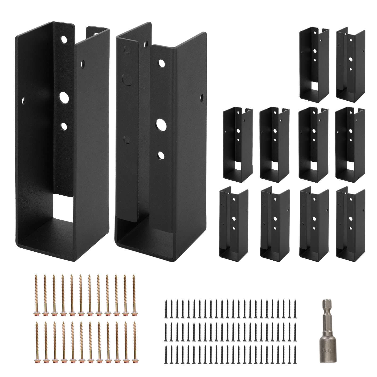 12 Pcs of 2x6 Joist Hangers, Concealed Joist Hangers, Q235B Black Powder Coated Heavy Duty Solid Steel Truss Brackets for 2 "x6 Beams, Swings, Floor Decks and Ceiling Truss Tie Brackets.