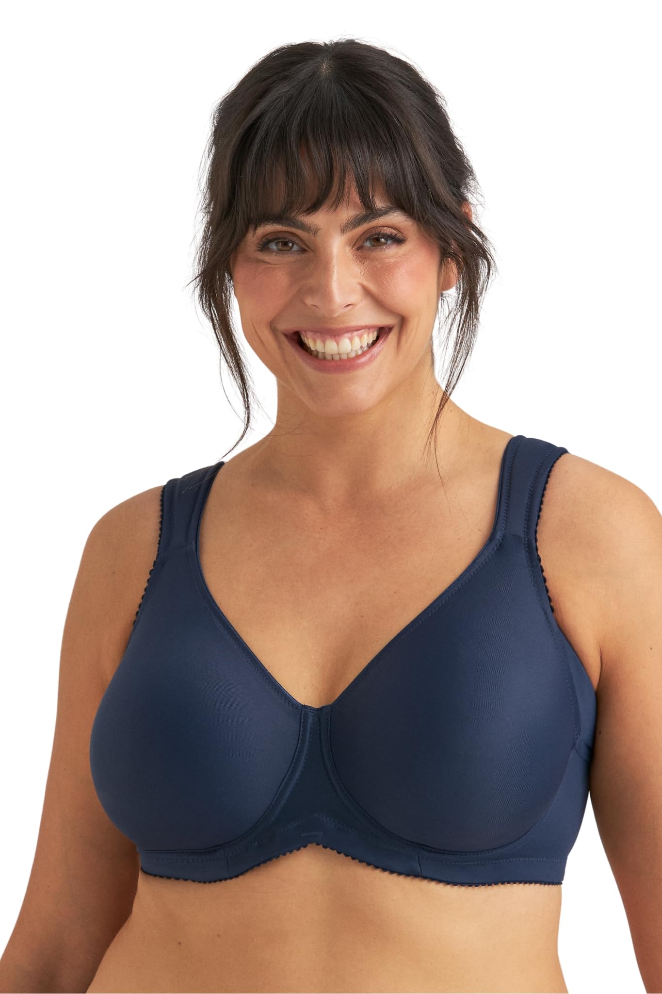 Miss Mary of Sweden Cooling T-Shirt Bra for Women — Underwired Bra for Hot Flushes, Moisture Wicking Full Coverage, Padded Adjustable Straps, Plus Size Blue