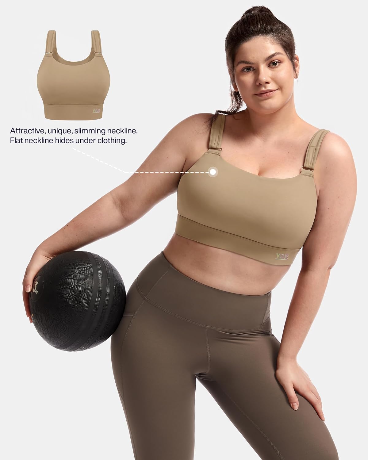 Women's Sports Bra Wirefree Adjustable Medium-High Support Everyday Wear for Large Bust Plus Size with Removable Pads image 5