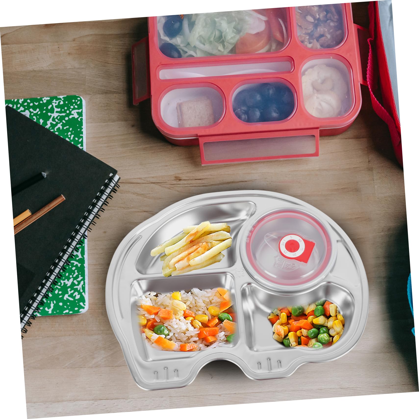 COLLBATH Toddler Plate Bowl Kids Plates and Bowls Set Stainless Steel Tray Safe for Kids