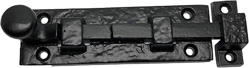 Miniatura 4 de (2) Pestillos de perno de puerta negros de 5 pulgadas  DB-101 Pestillo de perno de puerta de estilo antiguo para puertas, puertas, armarios,