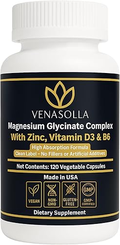 Glicinato de magnesio 150 mg elemental (quelato de bisglicinato al 18%) - Cápsulas de magnesio quelatado con picolinato de zinc, vitamina D3 y B6 -