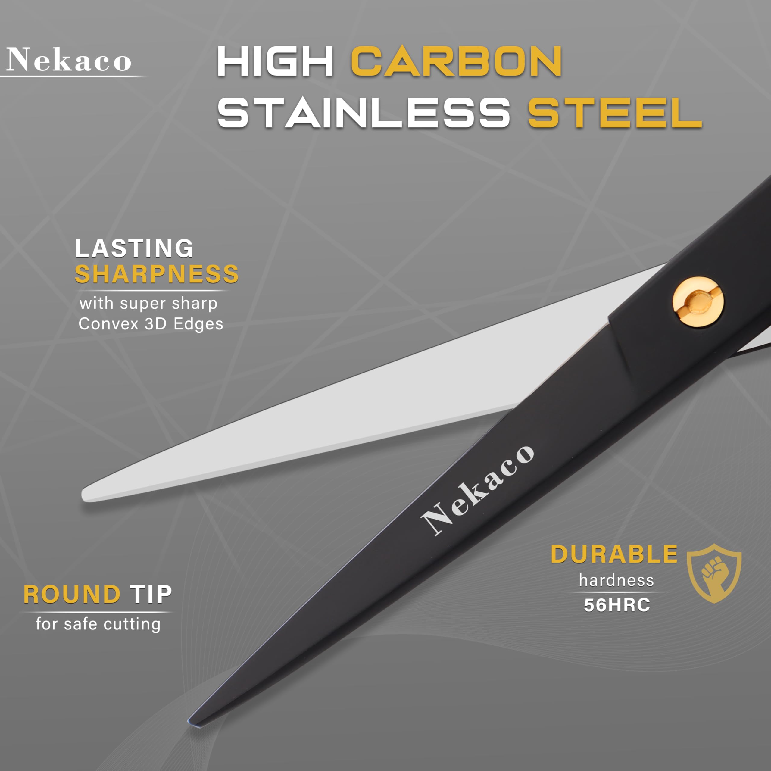 Tijeras profesionales de corte de cabello de 6.5 pulgadas, tijeras de acero inoxidable de alta calidad, tijeras de pelo con tornillo ajustable para peluquería y hogar (negro, 6.5 pulgadas) 3