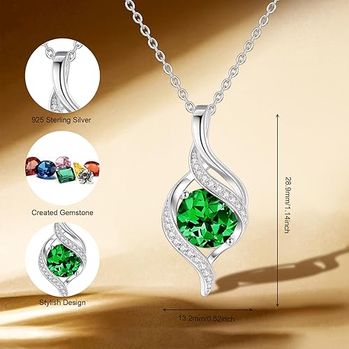 Vista 2 de FANCIME Birthstone Necklace for Women Round Cubic Zirconia Necklace S925 Sterling Silver full Love Birthday Gifts for Mom Women