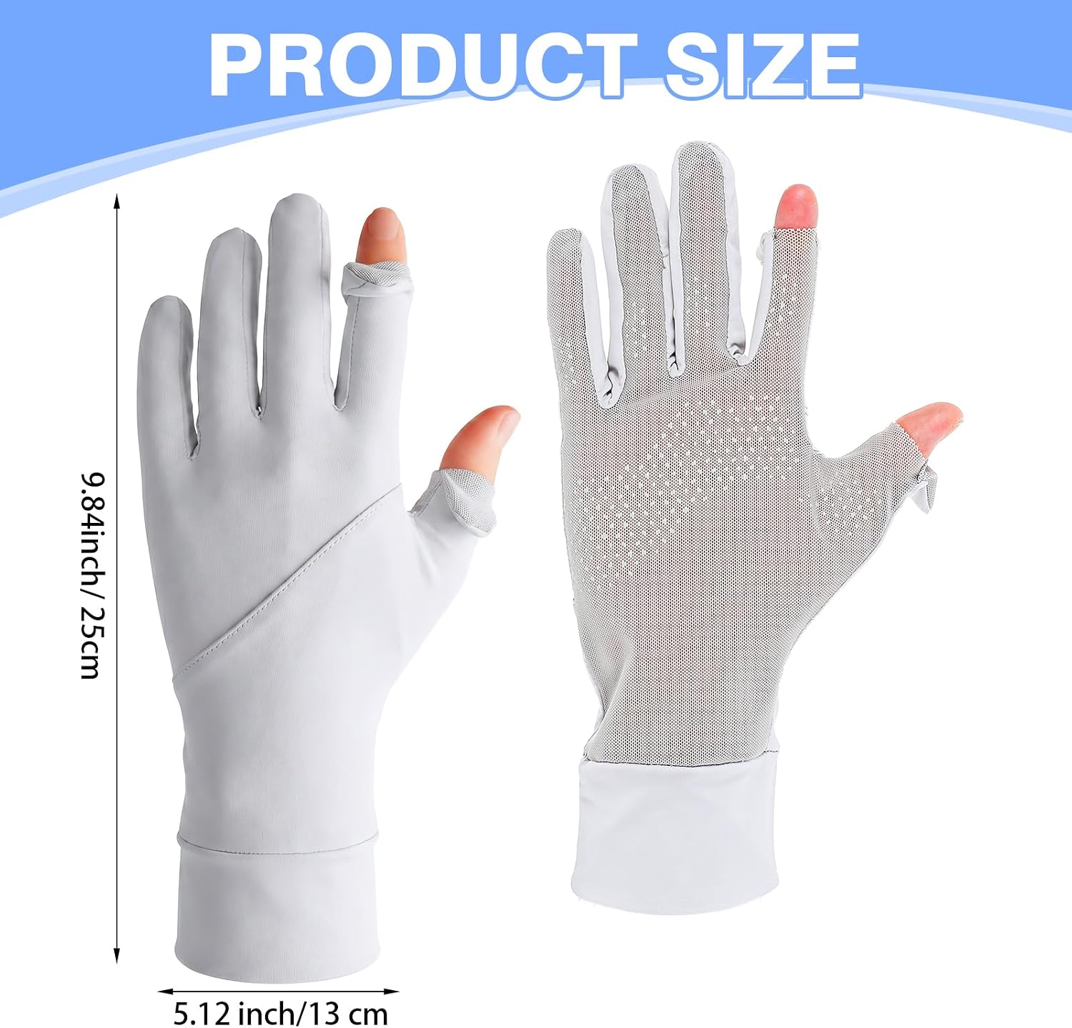 Women Sun Protection Driving UV Gloves Non-Slip Touch Screen Gloves Full Finger Breathable Cooling Ice Silk Glove for Summer Outdoor Cycling Running Hiking