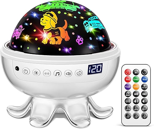 Miniatura 7 de Juguetes para niños, proyector para cachorros, 30 sonidos relajantes+3 diapositivas, máquina de sonido para bebés, proyector para niños, 13