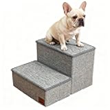 Dog Stairs with Storage, 2-Step Pet Stairs for Small & Medium Dogs and Cats, Dog Steps for Bed, Detachable & Reconfigurable Design, Anti-Slip Steps, Sturdy 132lbs Support, Ideal for Bed, Sofa & Window