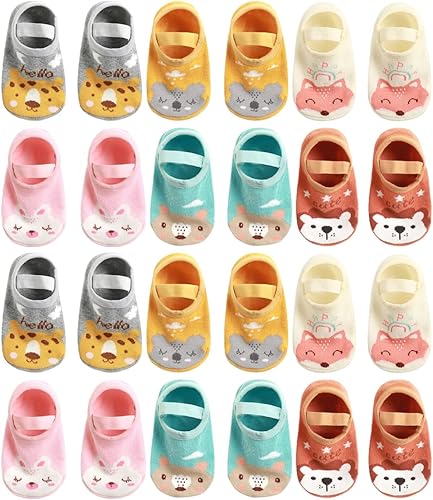 QandSweet Calcetines antideslizantes para bebés y niñas pequeñas con dibujos animados de 8 a 36 meses