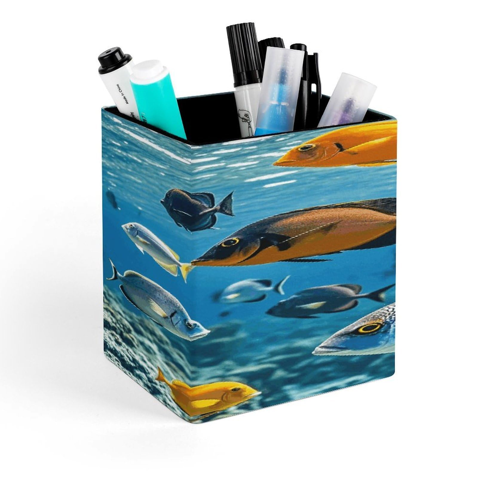 LZQPOEAS Fish in The Sea Pen Holder Modern Design Desktop Stationery Organizer Simple&Modern Minimalist Makeup Organizer Multi-Functional Pencil Holder for Office Home