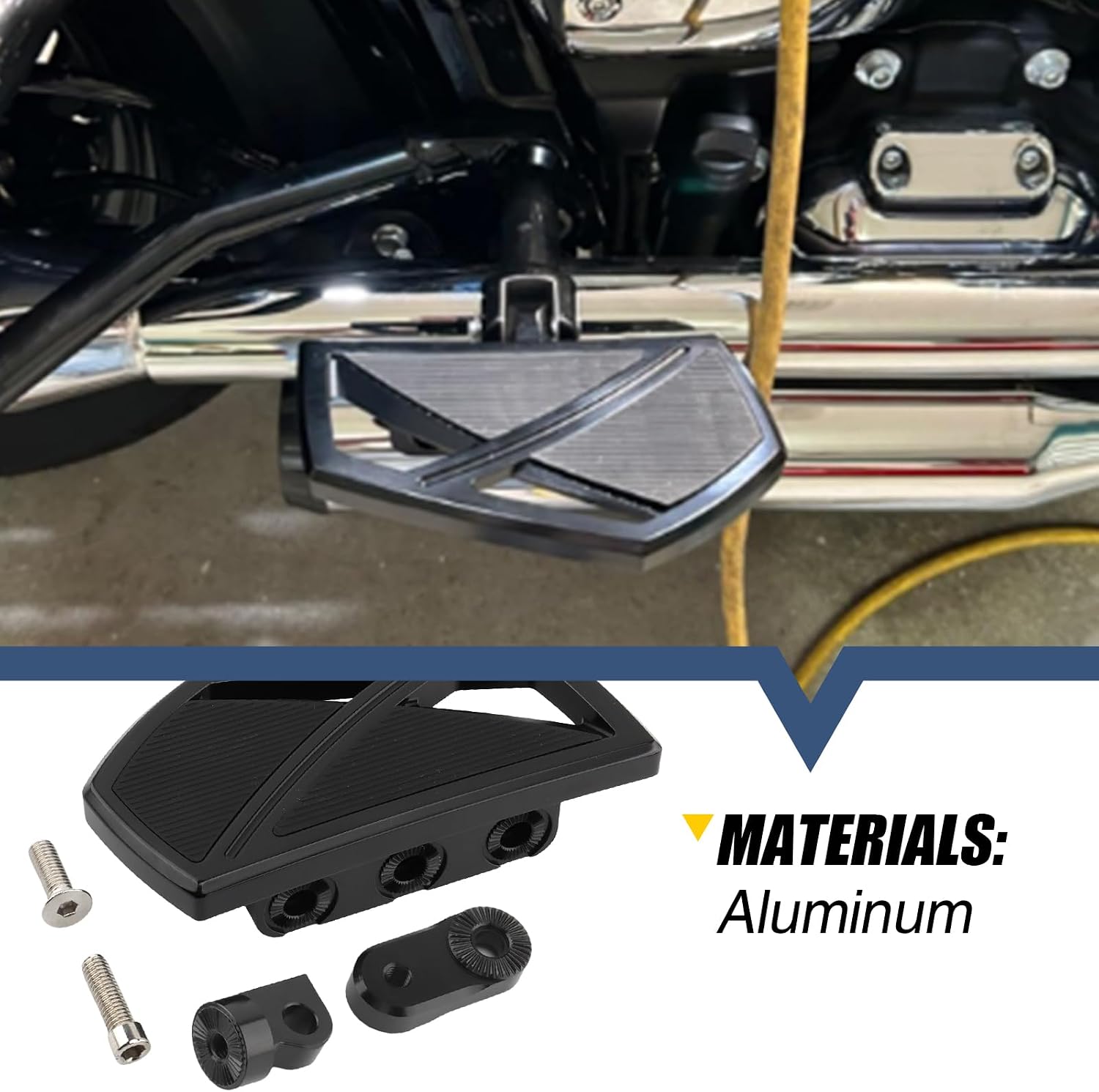 Motorcycle Floorboards Mini Phantom Foot Pegs Adjustable Footrests For Harley Dyna Fat Bob Touring Road Glide Road King Street Glide Electra Glide Sportster 883 Softail FXLR 114 Universal (Black)