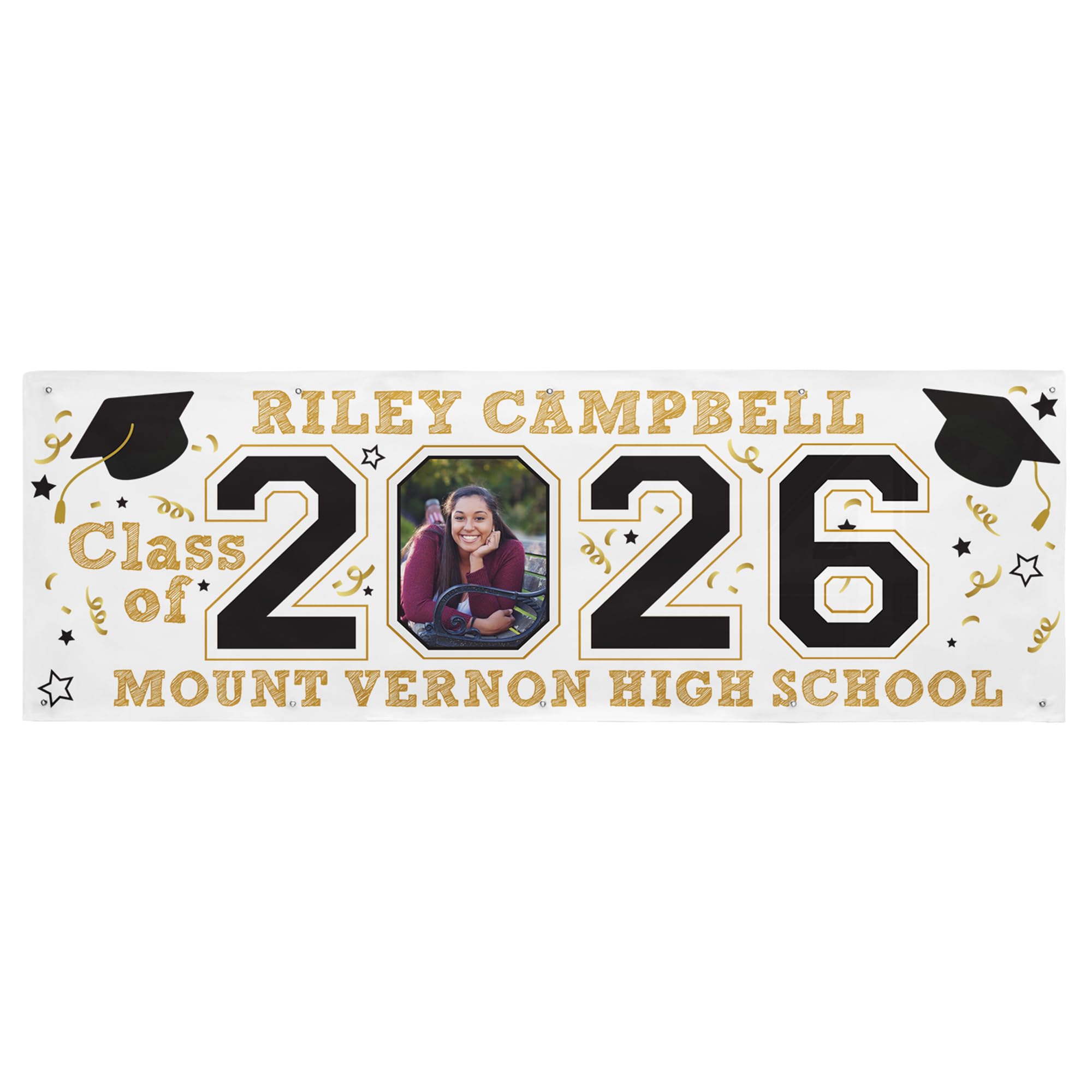Let’s Make Memories Personalized Graduation Banner - Class of 2026 or Any Year - Graduation Party Decorations - Customized Photo Banner - Indoor/