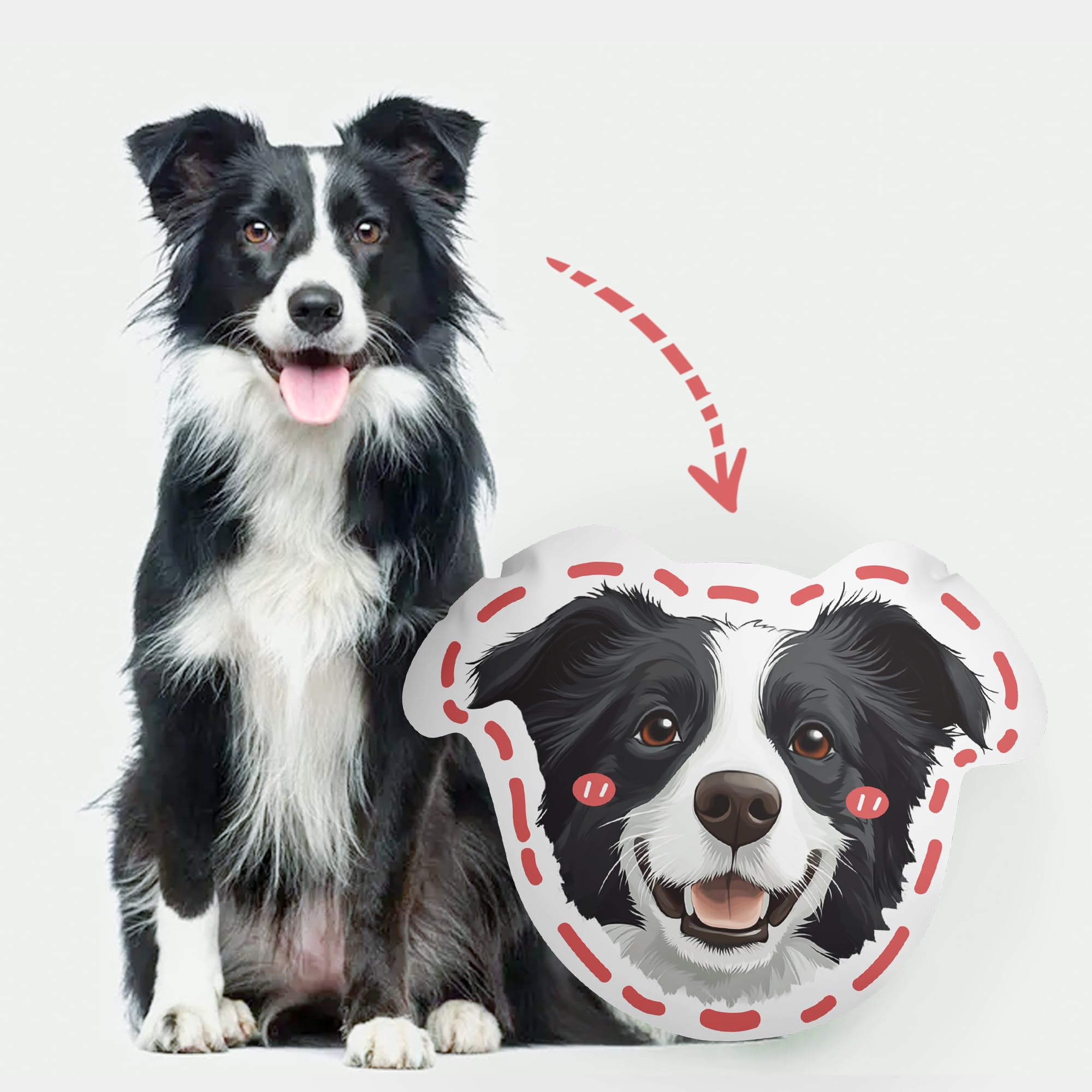 TESFANS Custom Pet Portrait Pillows with Photos, Personalized Hand-Drawn 3D Dog Pillow, Custom Cat Face Pillow with Cute Design, Birthday Gift for Him or Her