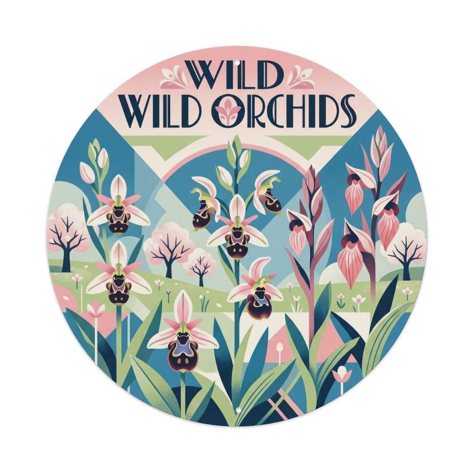 Okahys 8X8inch Classic Style Mallorca Wild Orchids Balearic Travel Mediterranean Metal Tin Sign