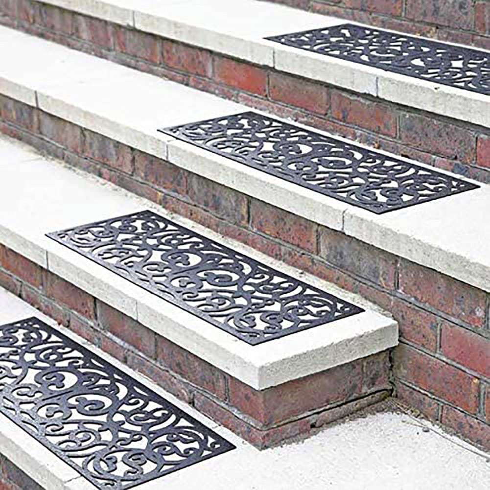 Anti-Rutsch-Treppenmatten-Set,rutschfeste Relief Gummimatten,Stufenmatten Außen (4 Stück), Schwarz