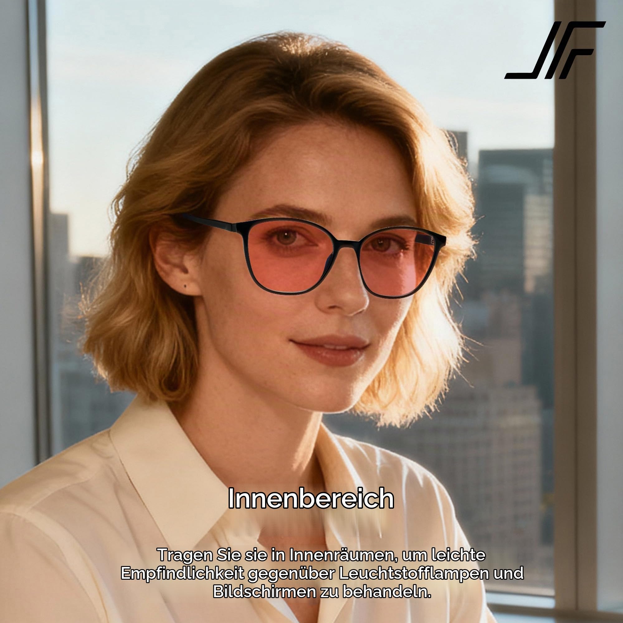 2er Pack Migränebrille, FL-41 Rosa (Innen) & Braun (Außen) | UV400-Schutz, Anti-UV-Blendung und Ermüdung des Bildschirms, leichter Rahmen, TV-Handy, Gaming, Arbeit, täglicher Gebrauch