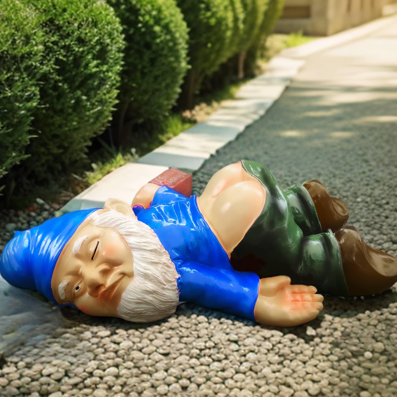 9.5'' Funny Garden Gnome Outdoor Decor - Large Naughty Gnomes Statues, Resin Gnomes Sculptures for Yard Patio Home Lawn Outside Decorations Ornament Housewarming Gifts, Blue