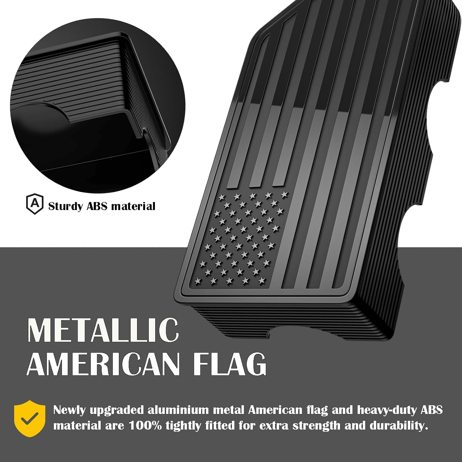 OGYE American Flag Stake Pocket Covers for 2014-2018 GMC Sierra 1500,Chevy Silverado 1500/2500/2500HD/3500 Truck Bed Rail Stake Odd Shaped Hole Plugs Caps (Black, 2-Pack)