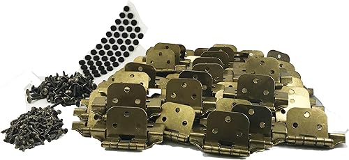 Miniatura 4 de Harris Hardware 521-ABM-50B Bisagra de cierre automático envolvente envolvente de latón antiguo de 14 pulgadas con sujetadores, 25 pares