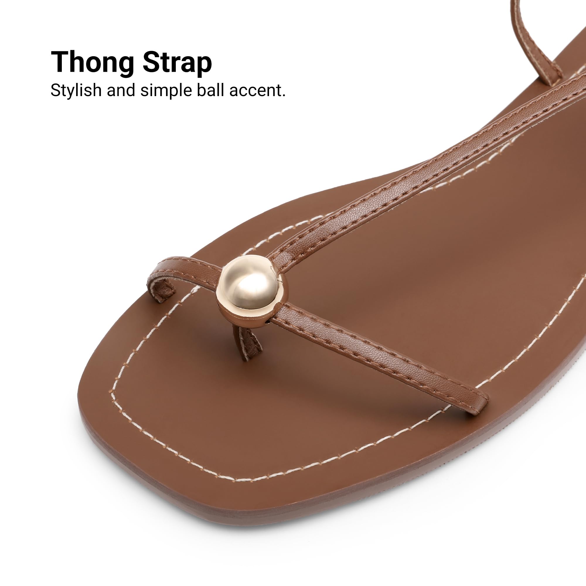 DREAM PAIRS Women's Strappy Flat Sandals for Women Comfortable Open Square Toe Sandals Dressy Beach Thong Cute Wedding Summer Ankle Strap Sandals — view 6
