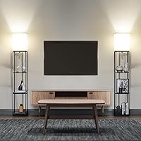 Vista 10 de SUNMORY Lámpara de pie con estantes, moderna lámpara de pie cuadrada con bombilla de temperatura de 3 colores, lámpara de estantería de exhibición