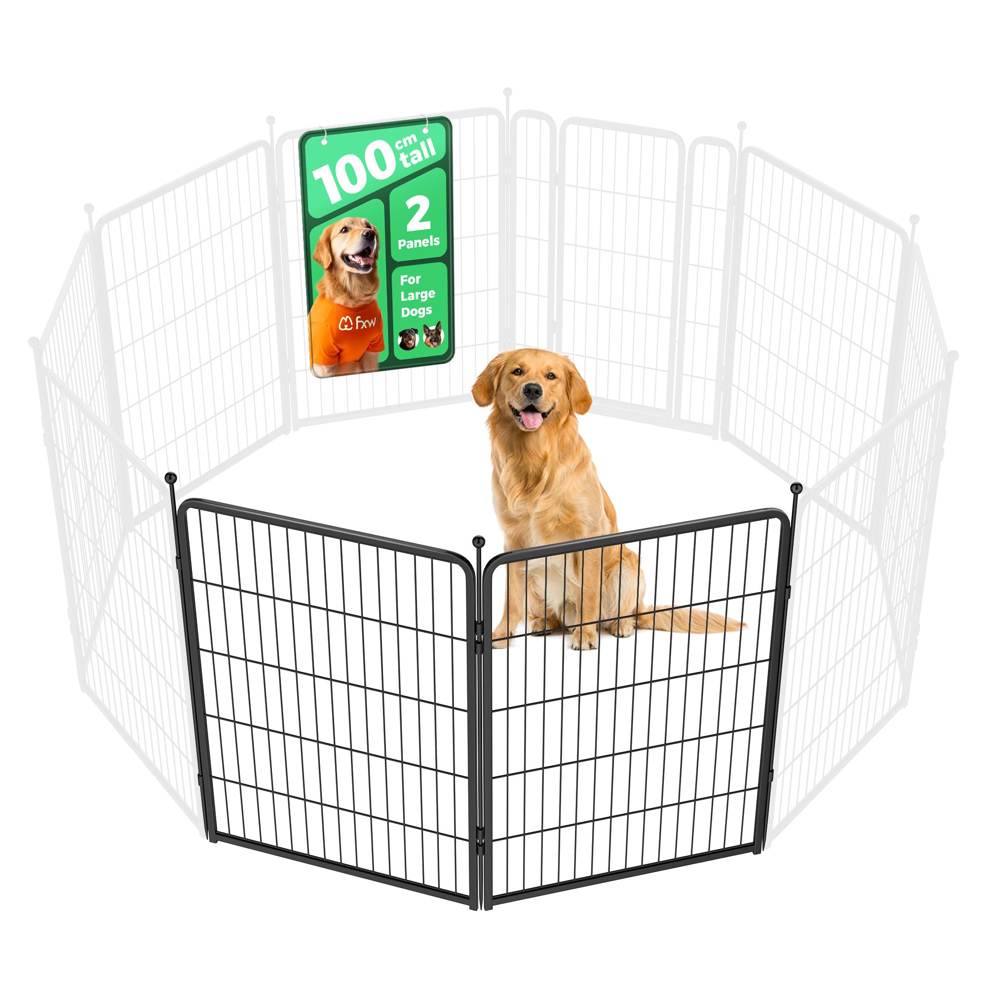 FXW Dog Playpen for Yard, RV Camping, 100cm 2 Panels for Medium and Large Dogs│Patented