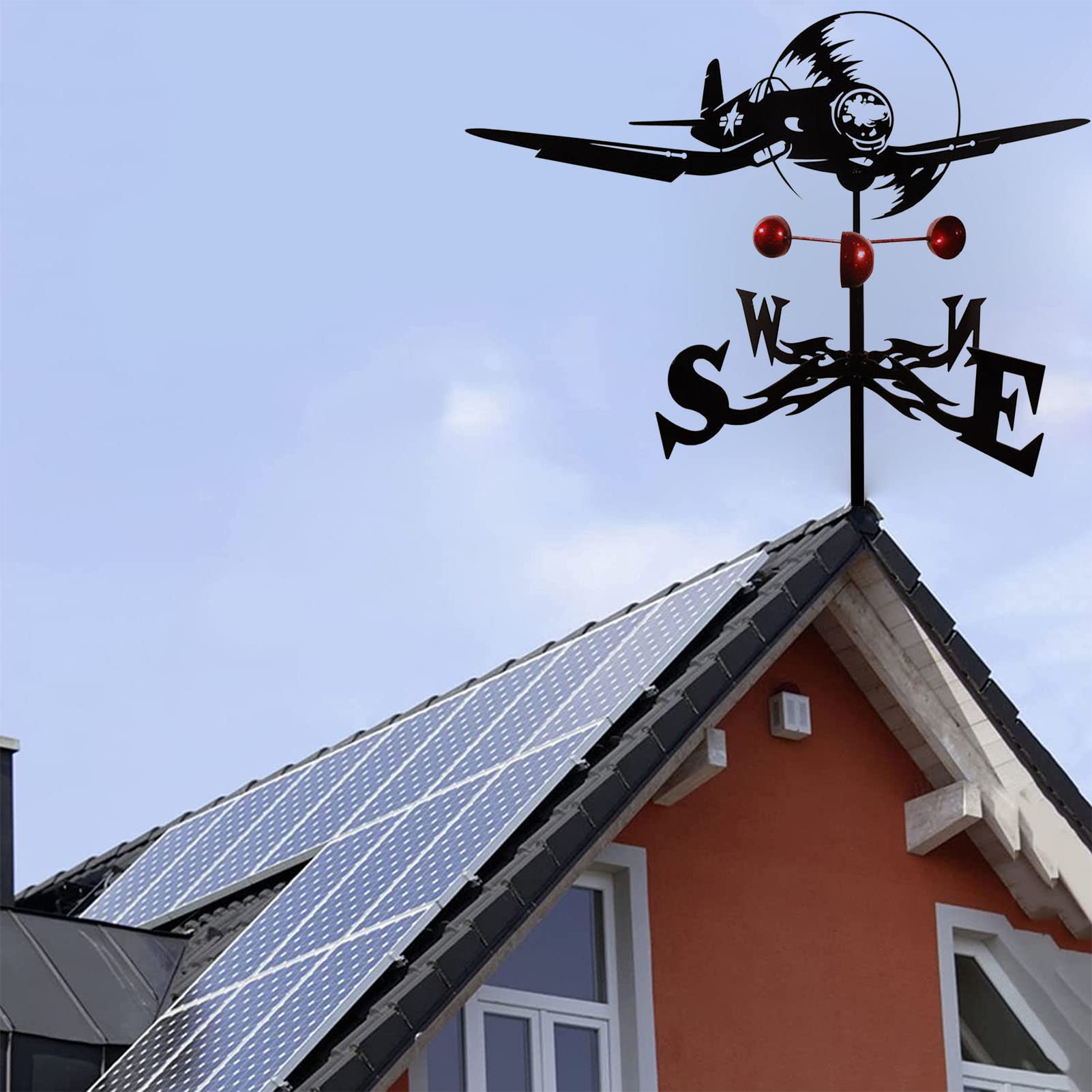 Kampfflugzeug Wetterhahn Ornament Metall Windfahne Wetterfahnen Metallwetterfahne Für Gartendekoration Bauernhausdach Dekoratives Outdoor-Garten-Windfahne-Windmesswerkzeug