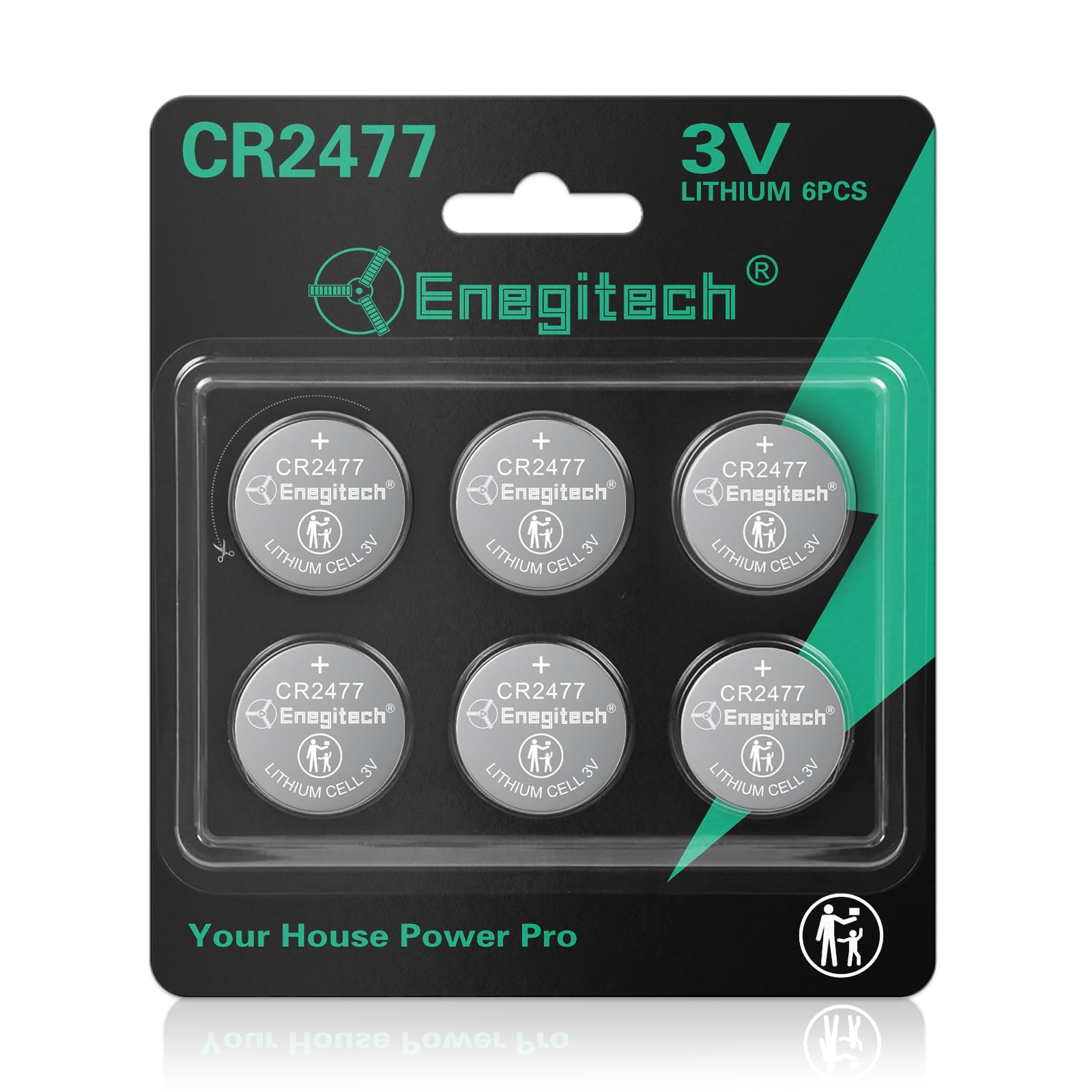 Enegitech CR2477 Lithium Button Battery Coin 2477 3V Button Cell for Wall Clocks Hygrometers Electronic Scales Smart Meters