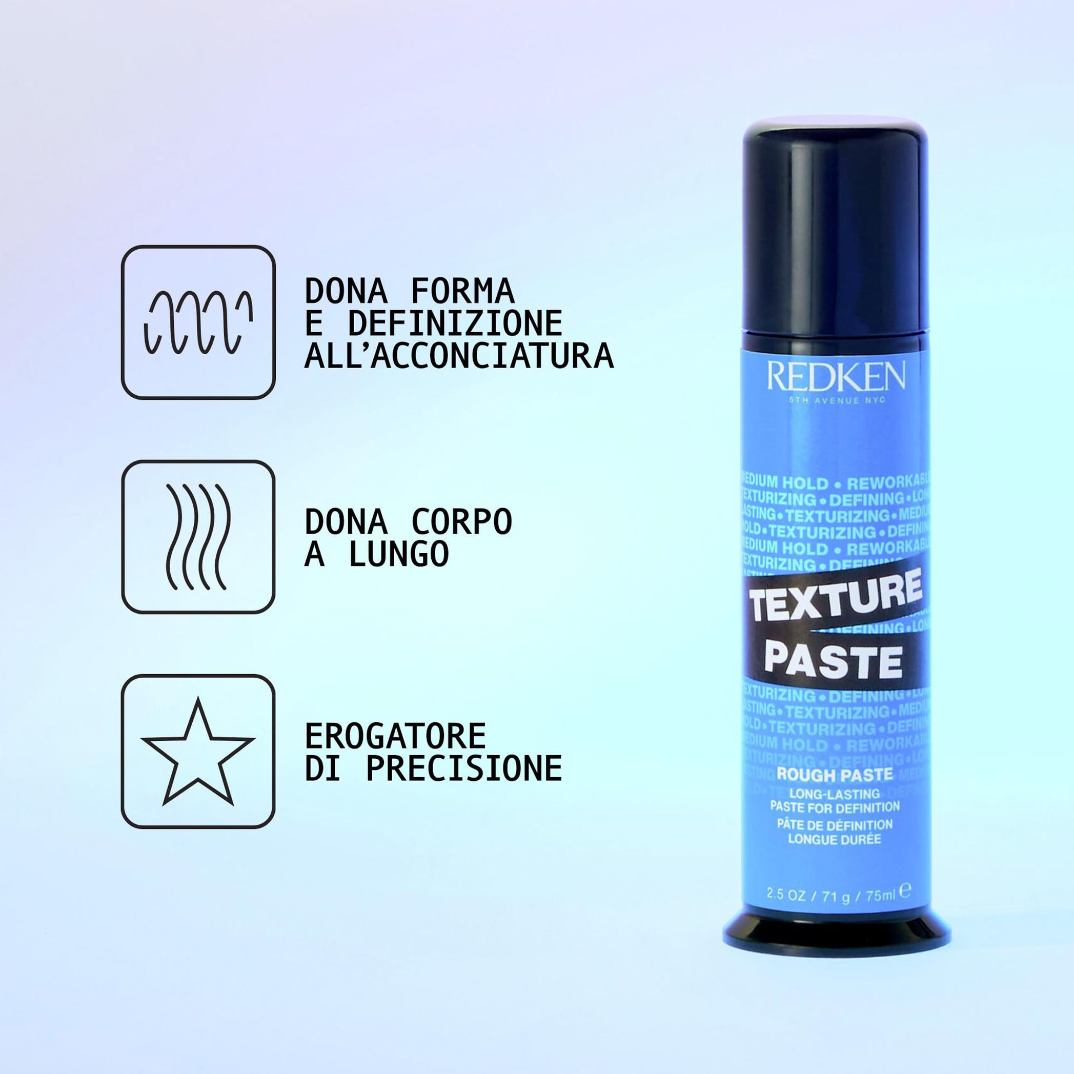 Redken Pasta Texturizzante, Definizione e Forma a Lunga Tenuta per il tuo Styling, Dona Corpo, Non Lascia Residui, Per Tutti i Tipi di Capelli, Formula Vegana, Texture Paste, 75 ml